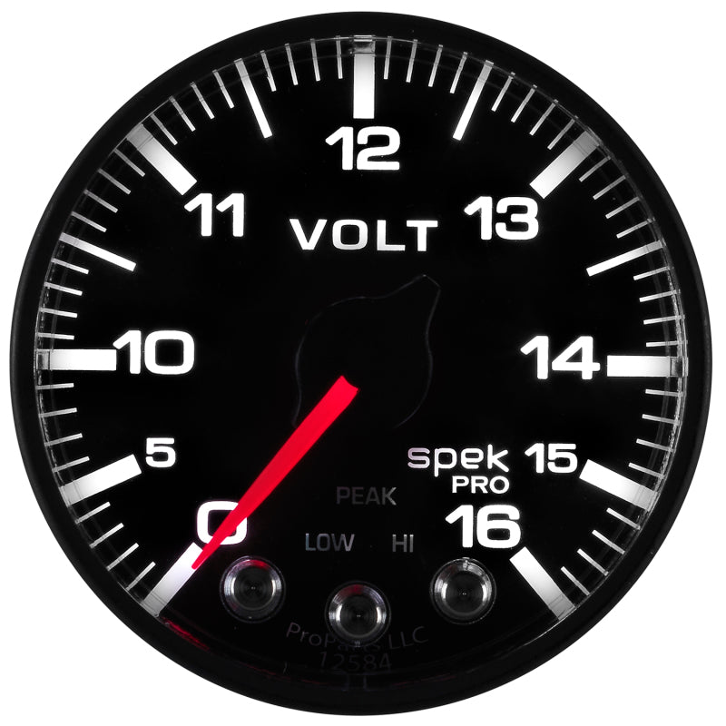 AutoMeter Gauge Voltmeter 2-1/16in. 16V Stepper Motor W/Peak & Warn Blk/Blk Spek-Pro-thumbmail-2