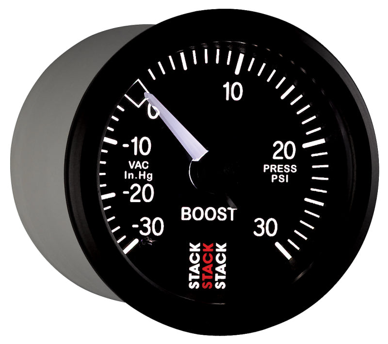 Autometer 52mm Stack Instruments -30INHG to +30PSI Mechanical Boost Gauge - Black-thumbmail-2