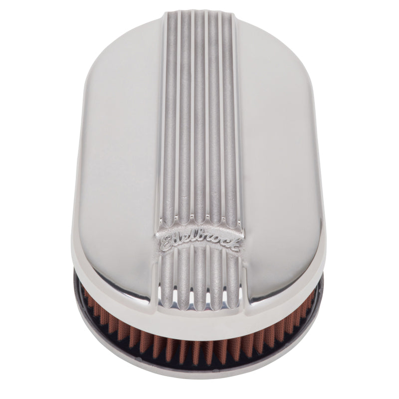 Edelbrock Air Cleaner Classic Series Oval Aluminum Top Cloth Element 17 5In X 9 35In X 3 9In-thumbmail-5