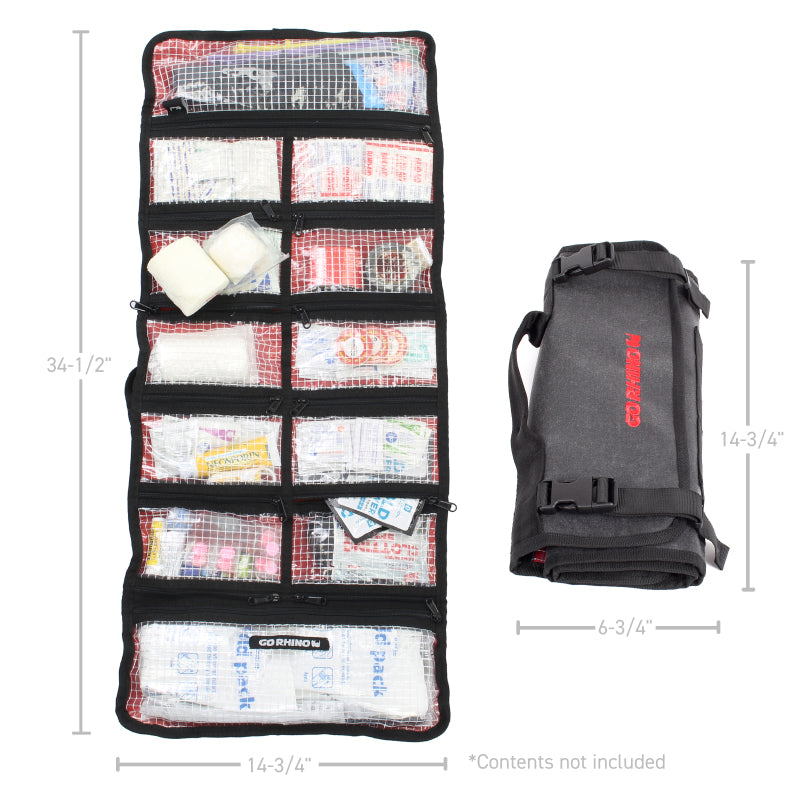 Go Rhino XVenture Gear First Aid Roll - Large (5x5in. Closed) 12oz Waxed Canvas - Black-thumbmail-10