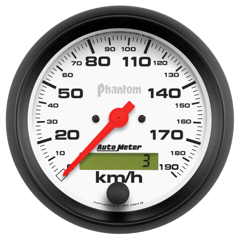 Autometer Phantom 3-3/8in 190 KM/H Speedometer Electric Program w/ LCD Odometer-thumbmail-1