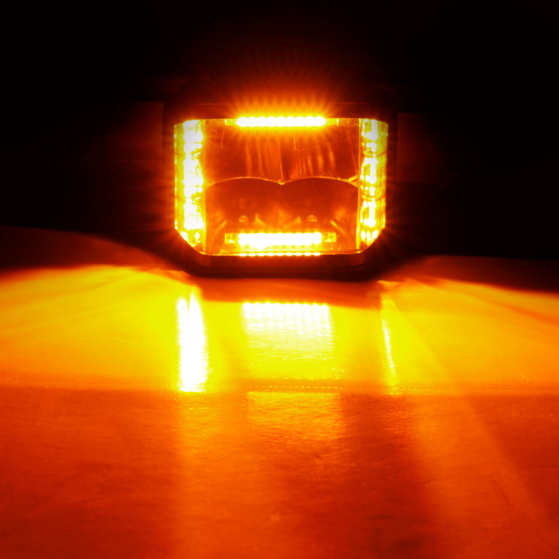 Go Rhino Xplor Blackout Combo Series Cube Sideline LED Spot Lights w/ Amber 4x3 - Blk (Pair)-thumbmail-4