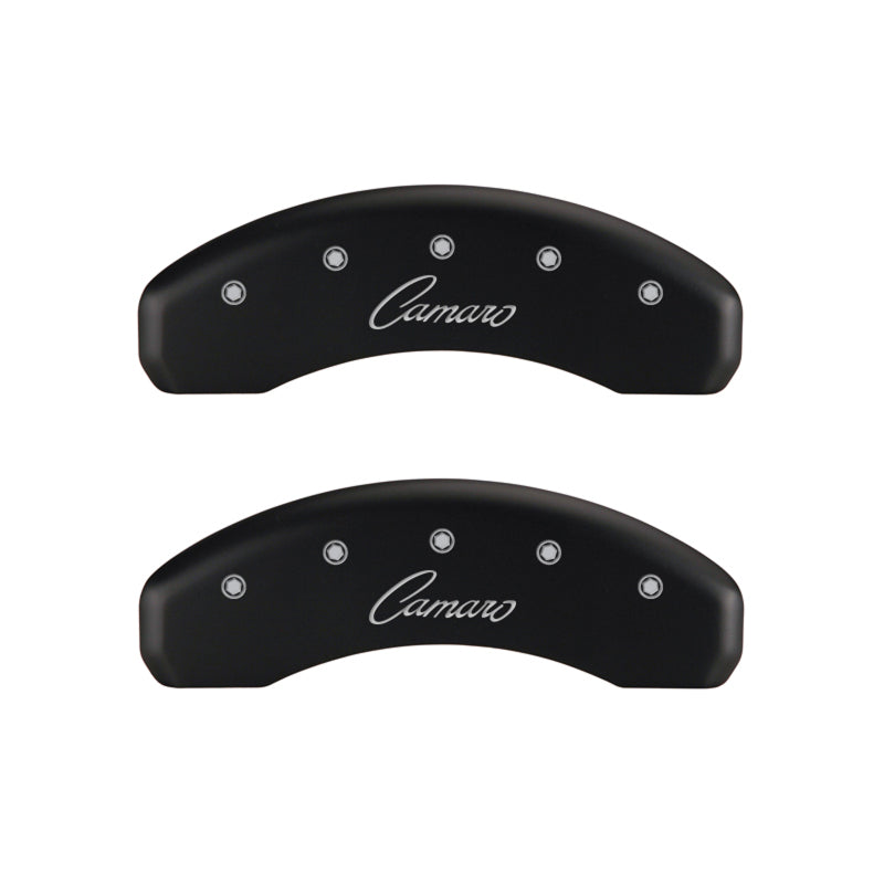 MGP 4 Caliper Covers Engraved Front & Rear Cursive/Camaro Red finish silver ch-thumbmail-4