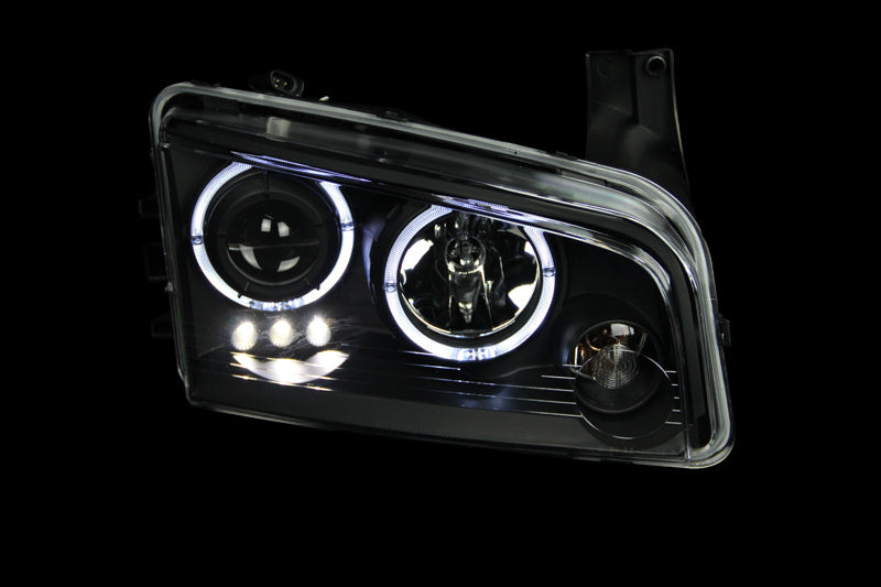ANZO 2006-2010 Dodge Charger Projector Headlights w/ Halo Black-thumbmail-5