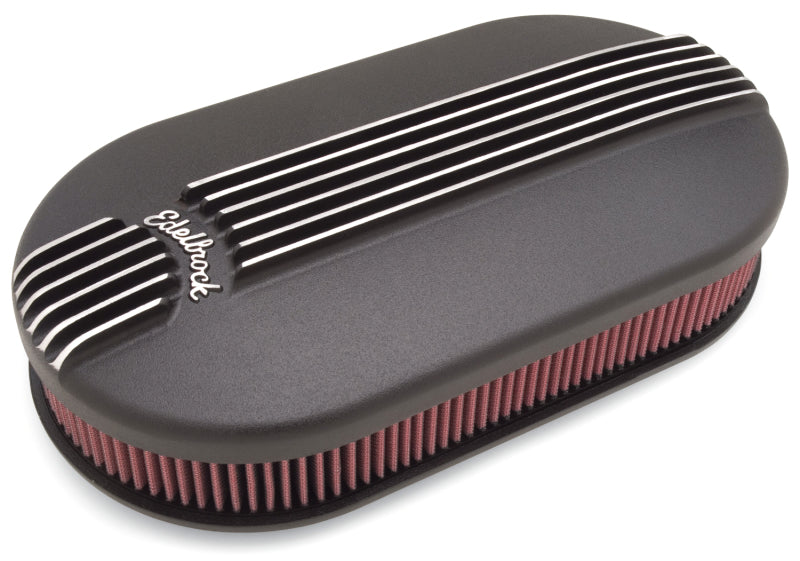 Edelbrock Air Cleaner Classic Series Oval Aluminum 17 5In X 9 35In X 4 45In Dual Carburetor Black-thumbmail-1