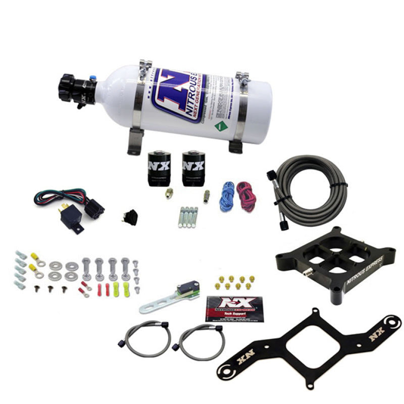 Nitrous Express 4150 Single Entry Billet Crossbar Nitrous Plate Kit (50-300HP) w/5lb Bottle-thumbmail-2