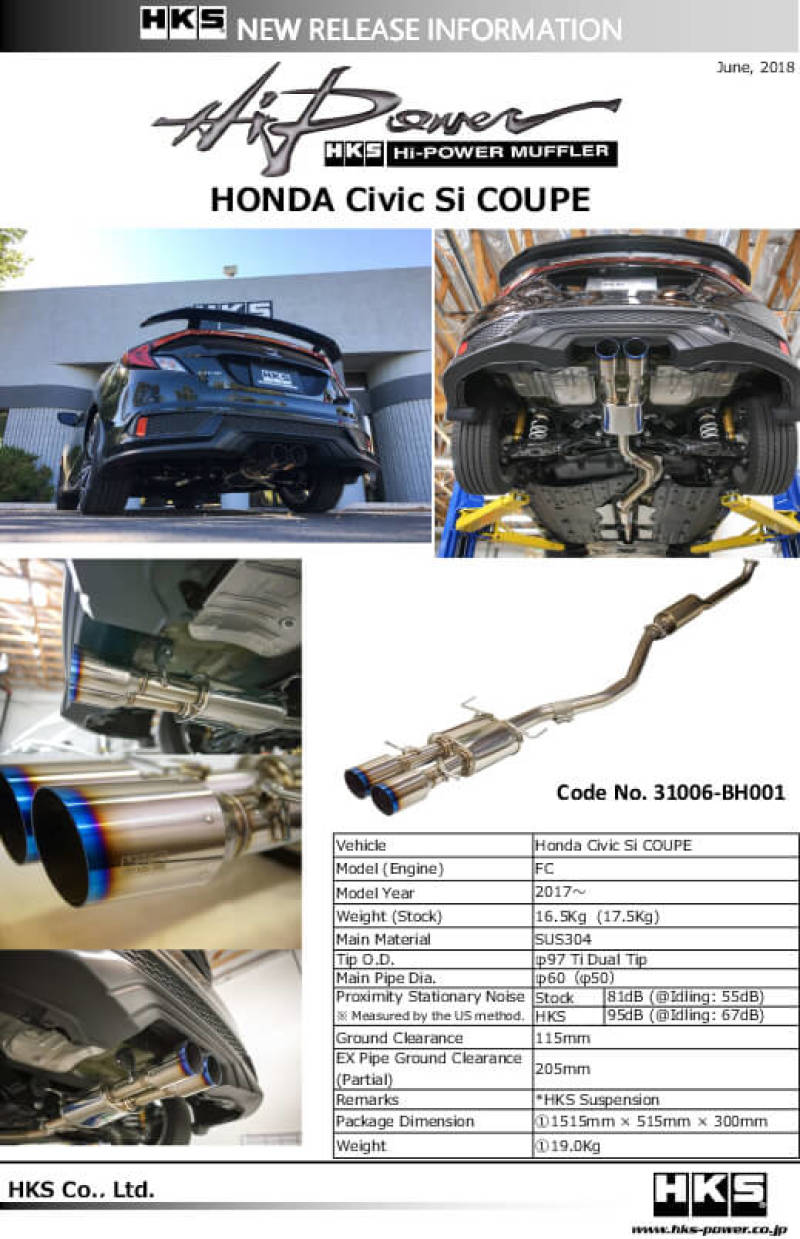 HKS Hi-Power Muffler for Civic SI Coupe (FC3)-thumbmail-2