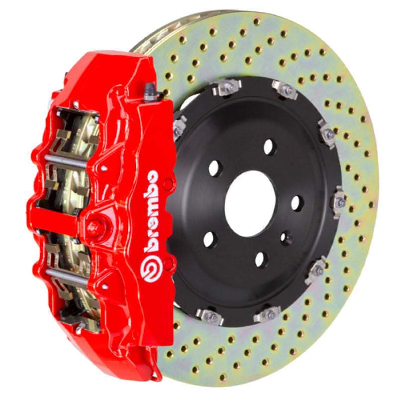 Brembo 05-08 LR3/05-13 Range Rover Sport Fr GT BBK 6 Piston Cast 2pc 380x34 2pc Rotor Drilled-Red-thumbmail-1