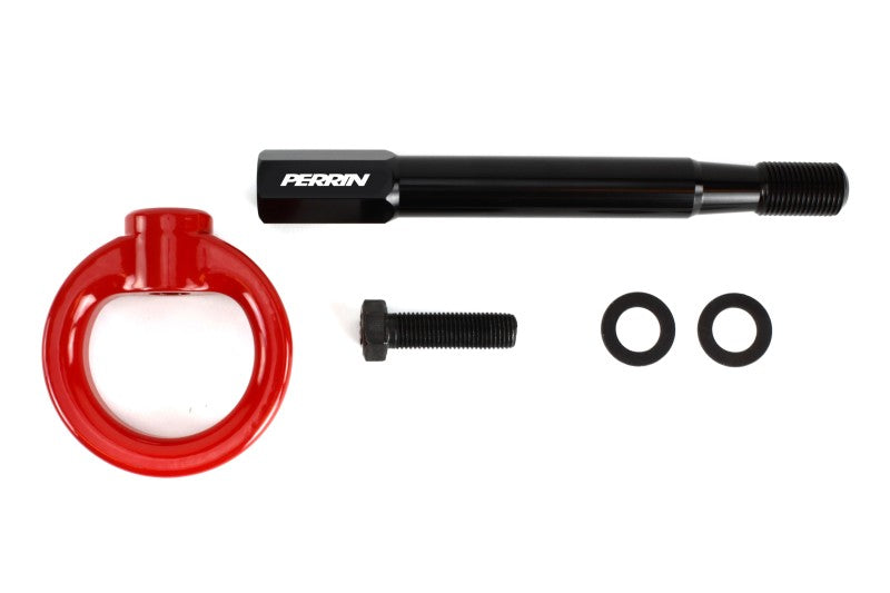 Perrin 2022 Subaru WRX / 18-21 Crosstrek / 14-21 Forester Tow Hook Kit (Front) - Red-thumbmail-4