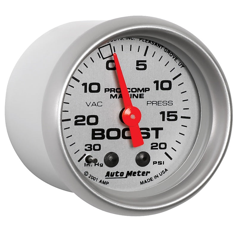 Autometer Marine Silver Ultra-Lite 2-1/16in 0-30 HG / 0-20 PSI Vacuum / Boost Gauge-thumbmail-3