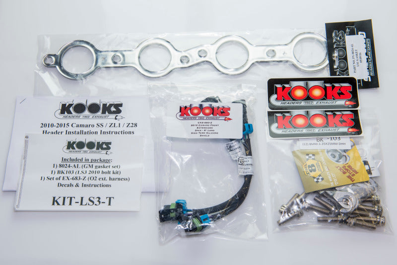 Kooks 10-14 Chevy Camaro SS LS3/L99/ 6.2L 1 7/8in x 3in SS LT Headers Inc 3in x 2 1/2in Green Catted-thumbmail-4
