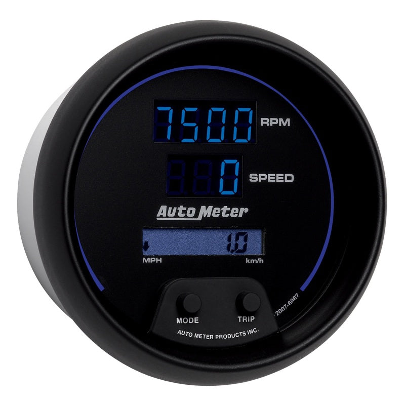 Autometer 85.7mm Black Digital 8000rpm/160mph or 260kmph Electric Tachometer/Speedometer Combo-thumbmail-2