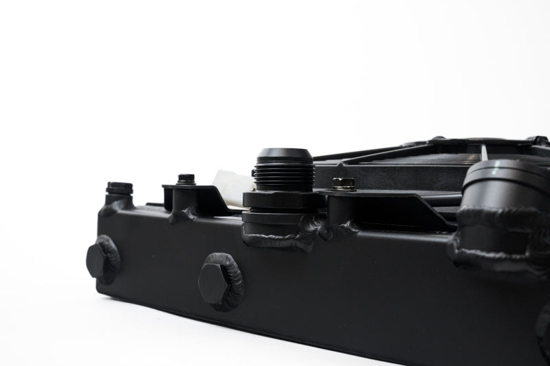 CSF Universal Half Radiator w/-16AN & Slip-On Fittings/12in SPAL Fan & Shroud - Black Finish-thumbmail-4