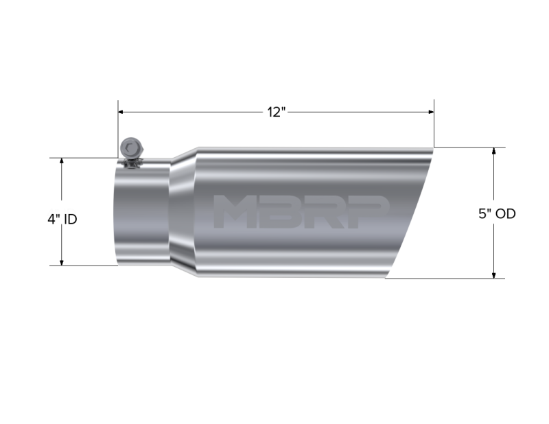 MBRP Universal Tip 5 O.D. Angled Single Walled 4 inlet 12 length-thumbmail-4