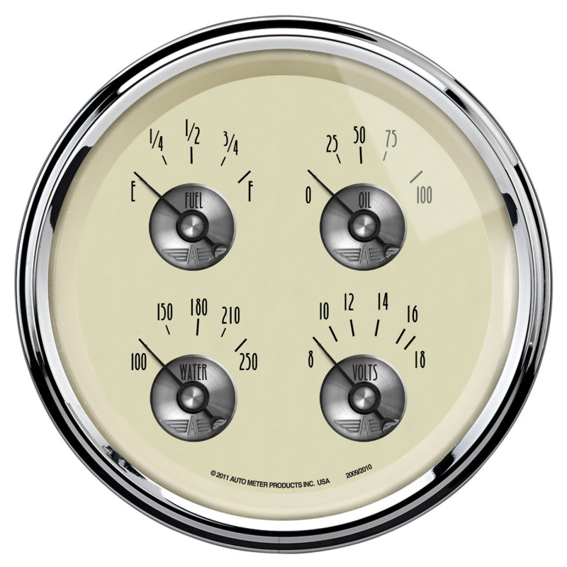 AutoMeter Gauge Quad 5in. 0 Ohm(e) to 90 Ohm(f) Elec Prestige Antq. Ivory-thumbmail-2