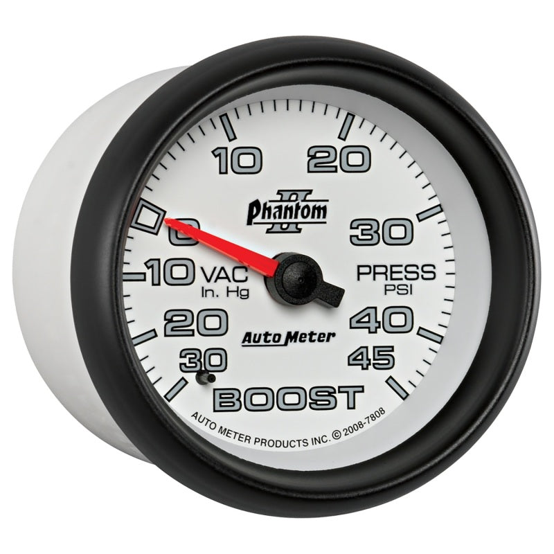 Autometer Phantom II 2-5/8in 30INHG-45PSI Phantom Mechanical Boost/Vacuum Gauge-thumbmail-3
