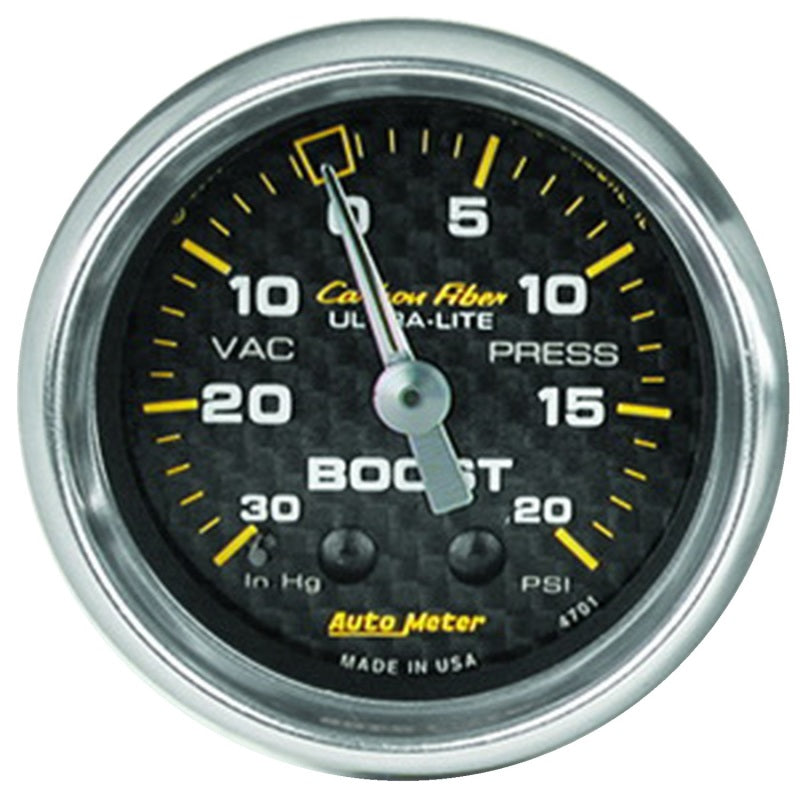 Autometer Carbon Fiber 52mm 20 PSI Mechanical Boost Gauge-thumbmail-1