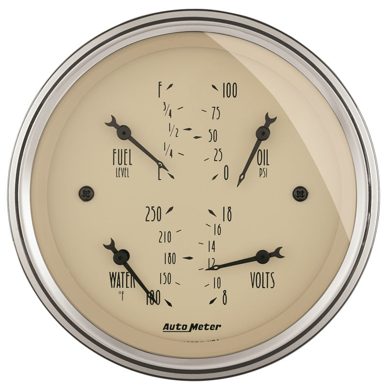 AutoMeter Gauge Quad 3-3/8in. 0 Ohm(e) to 90 Ohm(f)Elec Antique Beige-thumbmail-1