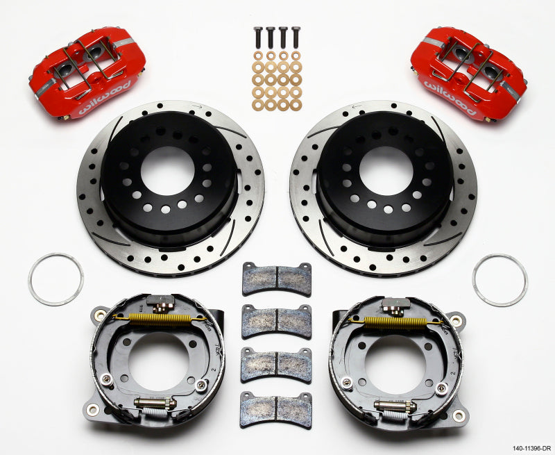 Wilwood Dynapro Low-Profile 11.00in P-Brake Kit Drill-Red Ford 8.8 w/2.50in Offset-5 Lug-thumbmail-1