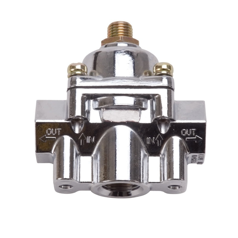 Edelbrock Fuel Pressure Regulator Carbureted 180 GPH 5-10 PSI -10 In/Out -6 Return Red/Clear-thumbmail-10