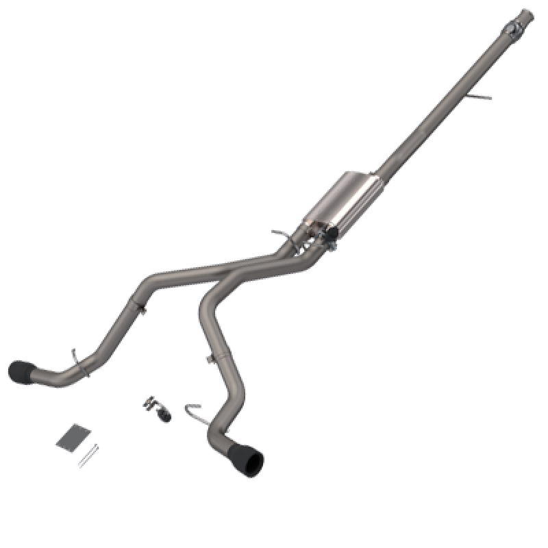 QTP 14-18 Chevy Silverado 1500 4.8L/5.3L EC/CC SB 304SS Screamer Cat-Back Rear Exit w/4.5in Blk Tips-thumbmail-1