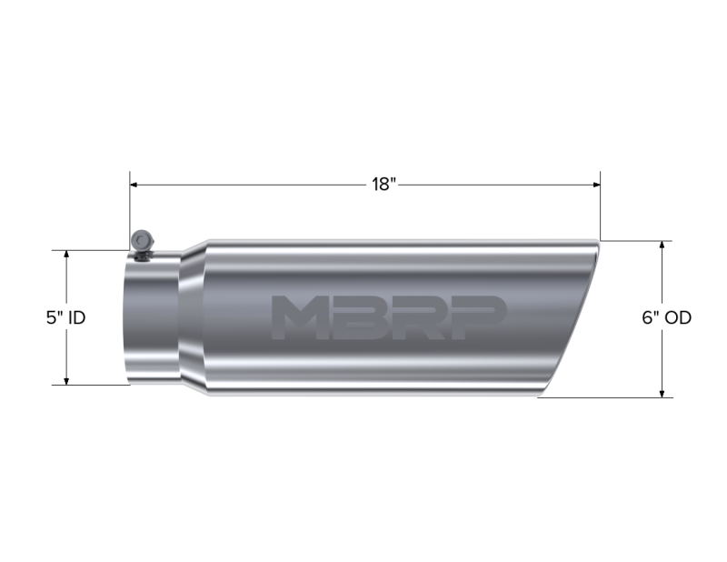 MBRP Universal Tip 6in OD Angled Rolled End 5in Inlet 18in Lgth T304 Exhaust-thumbmail-4