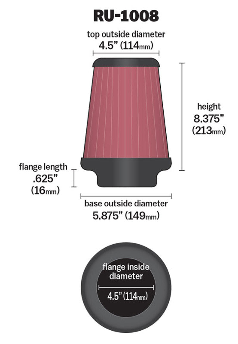 K&N Universal Clamp-On Air Filter 4-1/2in FLG / 5-7/8in B / 4-1/2in T / 8-3/8in H-thumbmail-9
