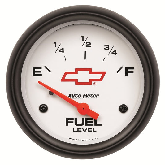 AutoMeter Gauge Fuel Level 2-5/8in. 0 Ohm(e) to 90 Ohm(f) Elec Chevy Red Bowtie White