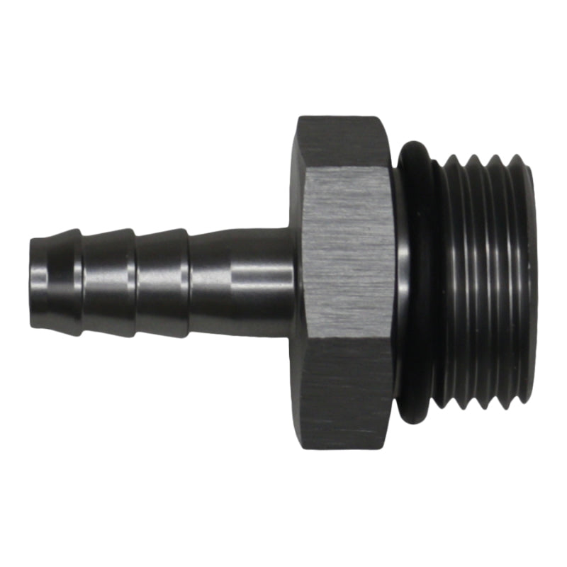 DeatschWerks 10AN ORB Male to 5/16in Male Triple Barb Fitting (Incl O-Ring) - Anodized DW Titanium-thumbmail-1