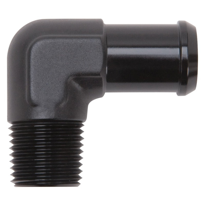 Edelbrock Hose End 90-Deg 1/2In NPT to 3/4In Barb Black Anodize-thumbmail-2