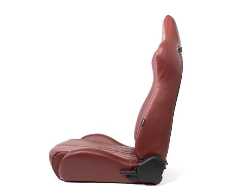 NRG Reclinable Sport Seats (Pair) The Arrow Maroon Vinyl w/ Pressed NRG logo w/ Maroon Stitch-thumbmail-4