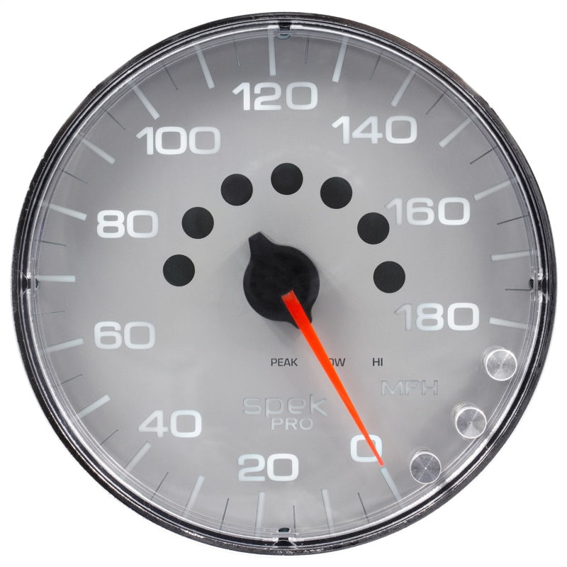 Autometer Spek-Pro Gauge Speedometer 5in 180 Mph Elec. Programmable Silver/Chrome-thumbmail-2
