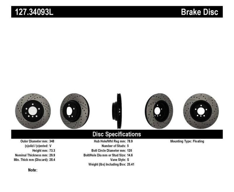 StopTech 07-09 BMW 335 (E90/E92/E93) Slotted & Drilled Left Front Rotor-thumbmail-6