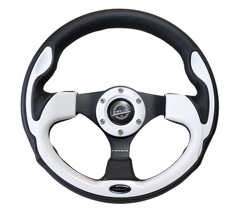 NRG Reinforced Steering Wheel (320mm) Blk w/White Trim & 4mm 3-Spoke-thumbmail-6