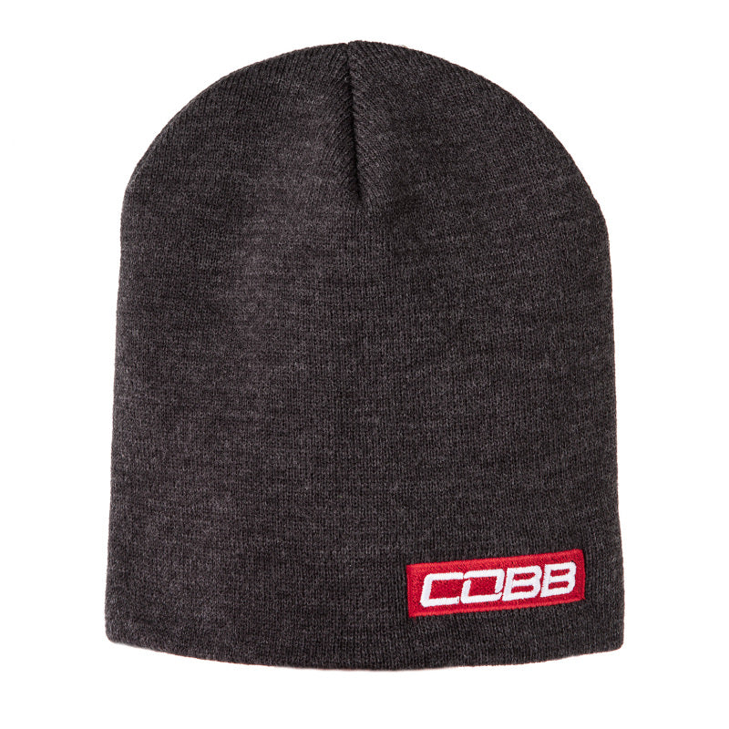 Cobb Tuning Bar Logo Knit Beanie - Gray W/Red Logo 8in. Tall OS-thumbmail-1