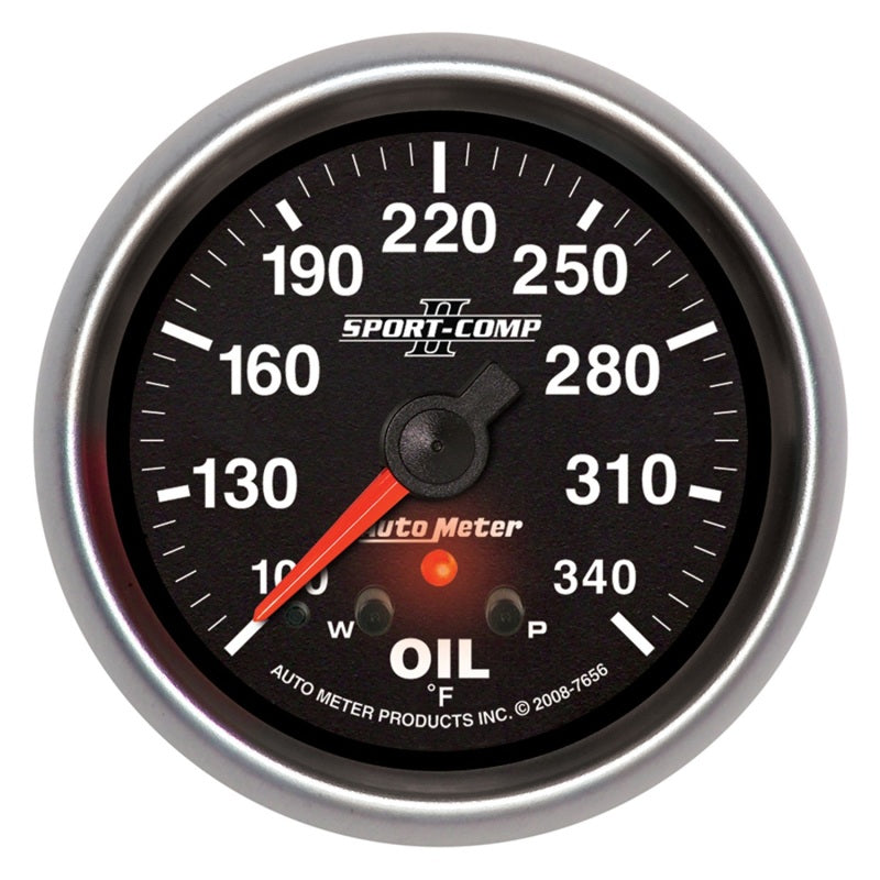 AutoMeter Gauge Oil Temp 2-5/8in. 340 Deg. F Stepper Motor W/ Peak & Warn Sport-Comp II-thumbmail-1