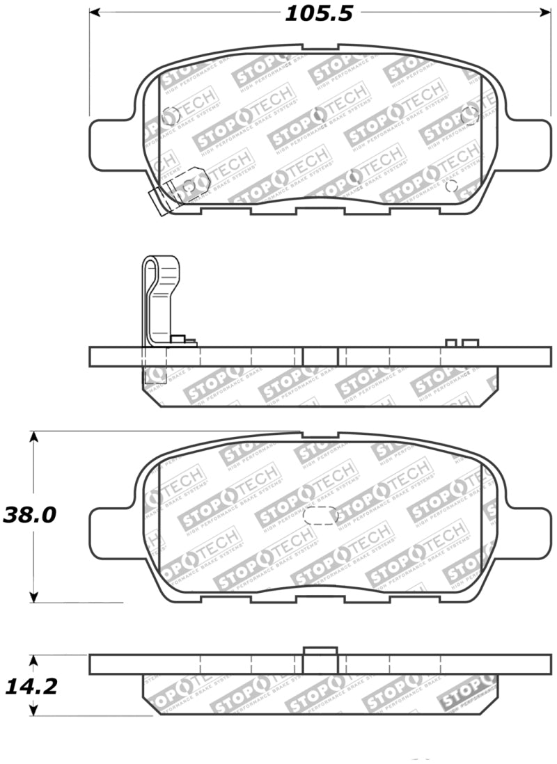StopTech Street Touring 6/02-08 350z / 01-08 G35 Rear Brake Pads-thumbmail-3