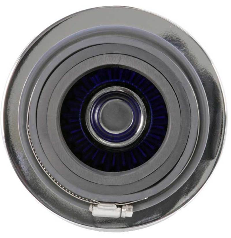 K&N Universal Air Filter Chrome Round Tapered Blue - 4in Flange ID x 1.125in Flange Length x 5.5in H-thumbmail-11