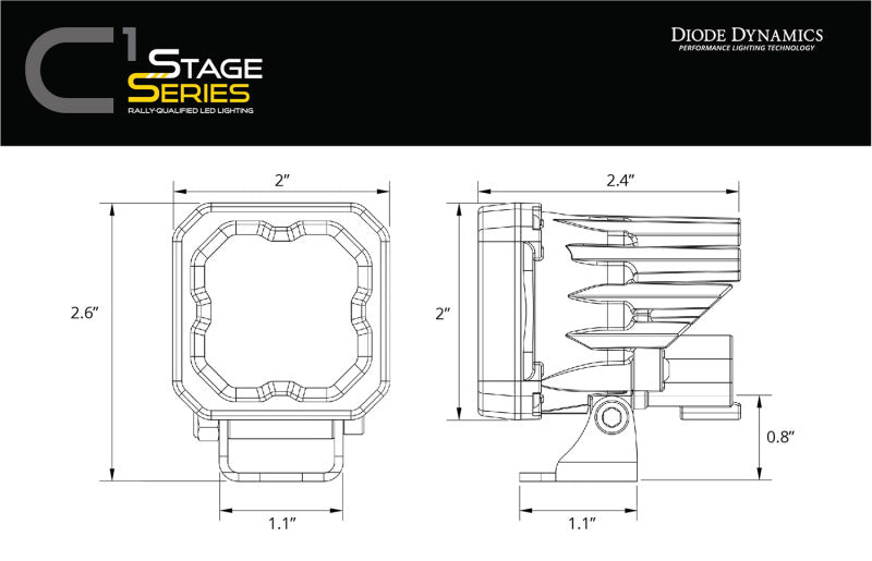 Diode Dynamics Stage Series C1R - White Flood Standard LED Pod (one)-thumbmail-2