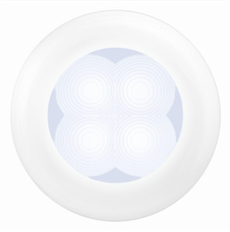 Hella 0500 Series Slim Line White 12V DC Round Soft LED Courtesy Light w/ White Plastic Rim-thumbmail-14