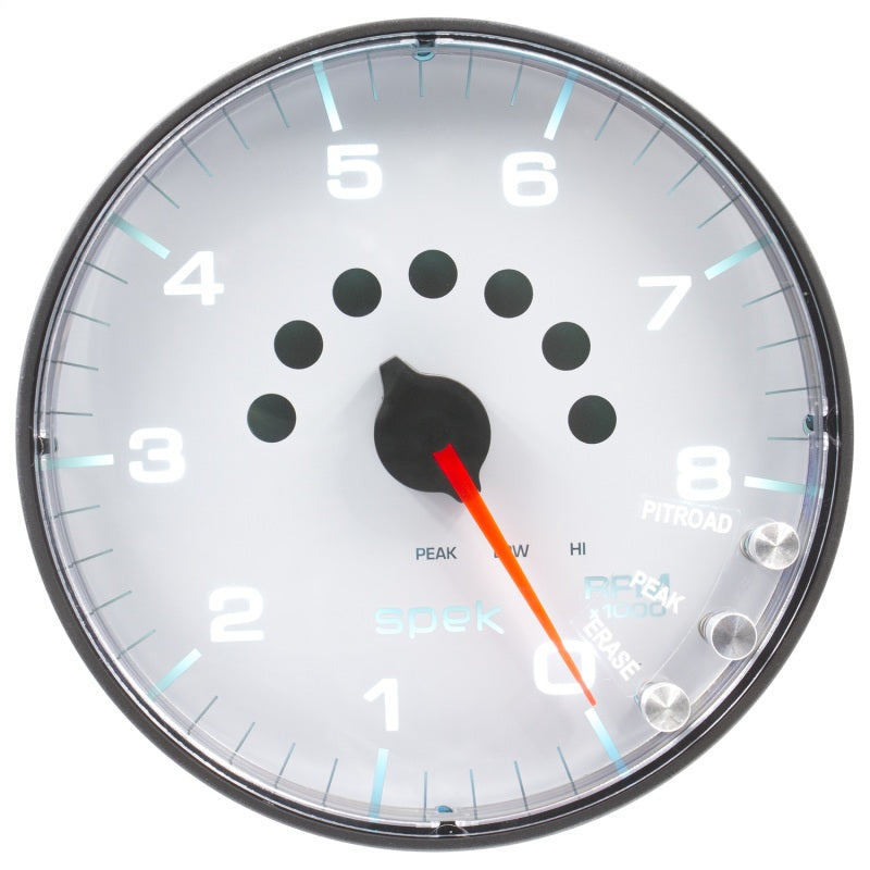 Autometer Spek-Pro Gauge Tachometer 5in 8K Rpm W/Shift Light & Peak Mem White/Black-thumbmail-2