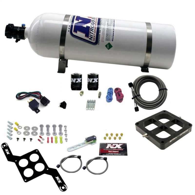 Nitrous Express Dominator Single Entry Billet Crossbar Stage 6 Nitrous Kit (50-300HP) w/15lb Bottle-thumbmail-1
