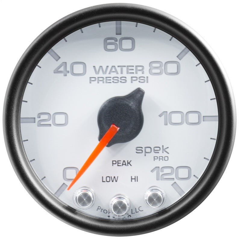 Autometer Spek-Pro Gauge Water Press 2 1/16in 120psi Stepper Motor W/Peak & Warn Wht/Blk-thumbmail-1