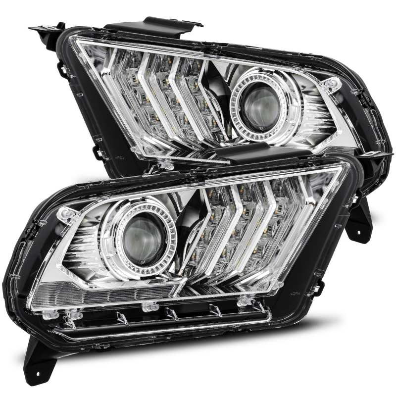 AlphaRex 10-12 Ford Mustang LUXX LED Proj Headlights Plank Style Chrome w/Activ Light/Seq Signal-thumbmail-1