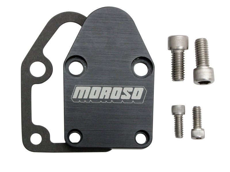Moroso Chevrolet Small Block Fuel Pump Block-Off Plate w/Gaskets - Billet Aluminum-thumbmail-1