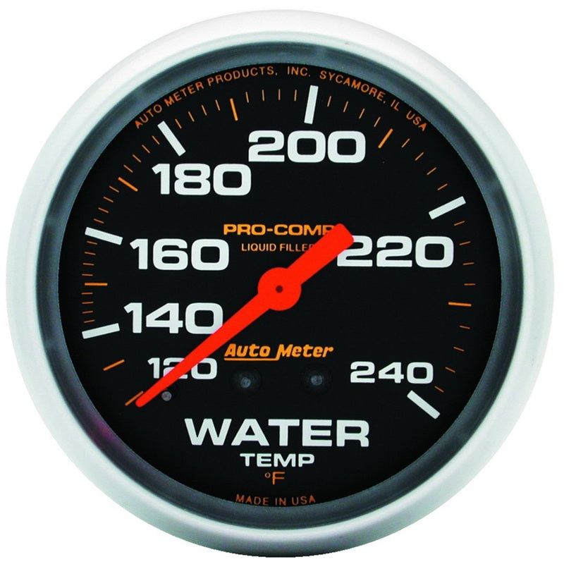 Autometer Liquid Filled Mechanical 66.7mm 120-240 deg F Water Termperature Gauge Includes 6in Tubing-thumbmail-1