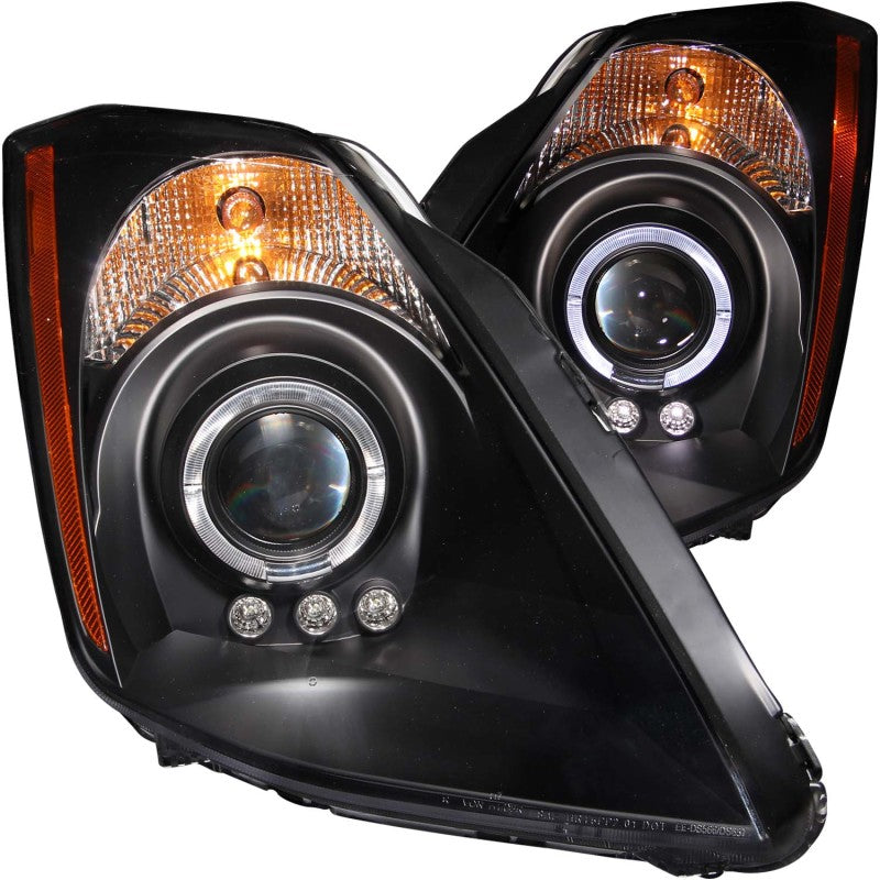 ANZO 2003-2005 Nissan 350Z Projector Headlights w/ Halo Black-thumbmail-2