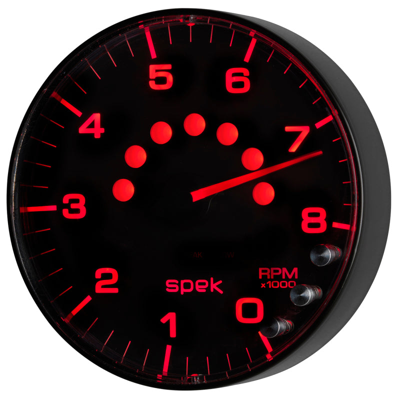 Autometer Spek-Pro Gauge Tachometer 5in 8K Rpm W/Shift Light & Peak Mem Black/Black-thumbmail-5