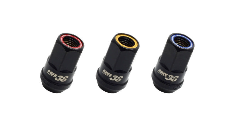 Wheel Mate Muteki HR38 Open End Lug Nuts 12x1.50 Black Chrome / Yellow Ring-thumbmail-1