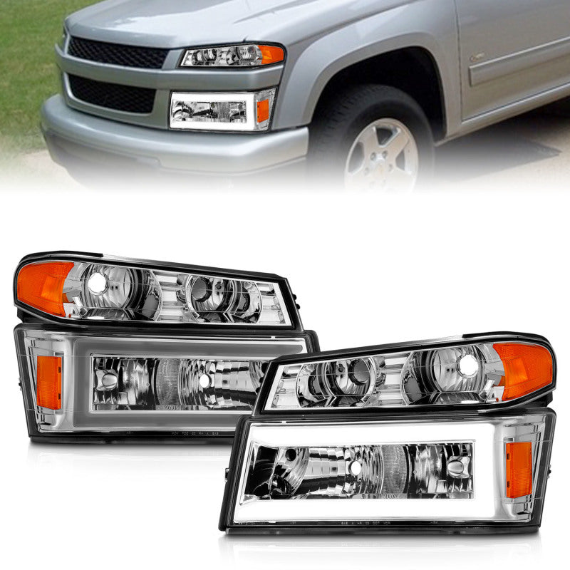 ANZO 04-12 GM Colorado/Canyon/I-Series Crystal Headlights - w/ Light Bar Chrome Housing 4pcs-thumbmail-2